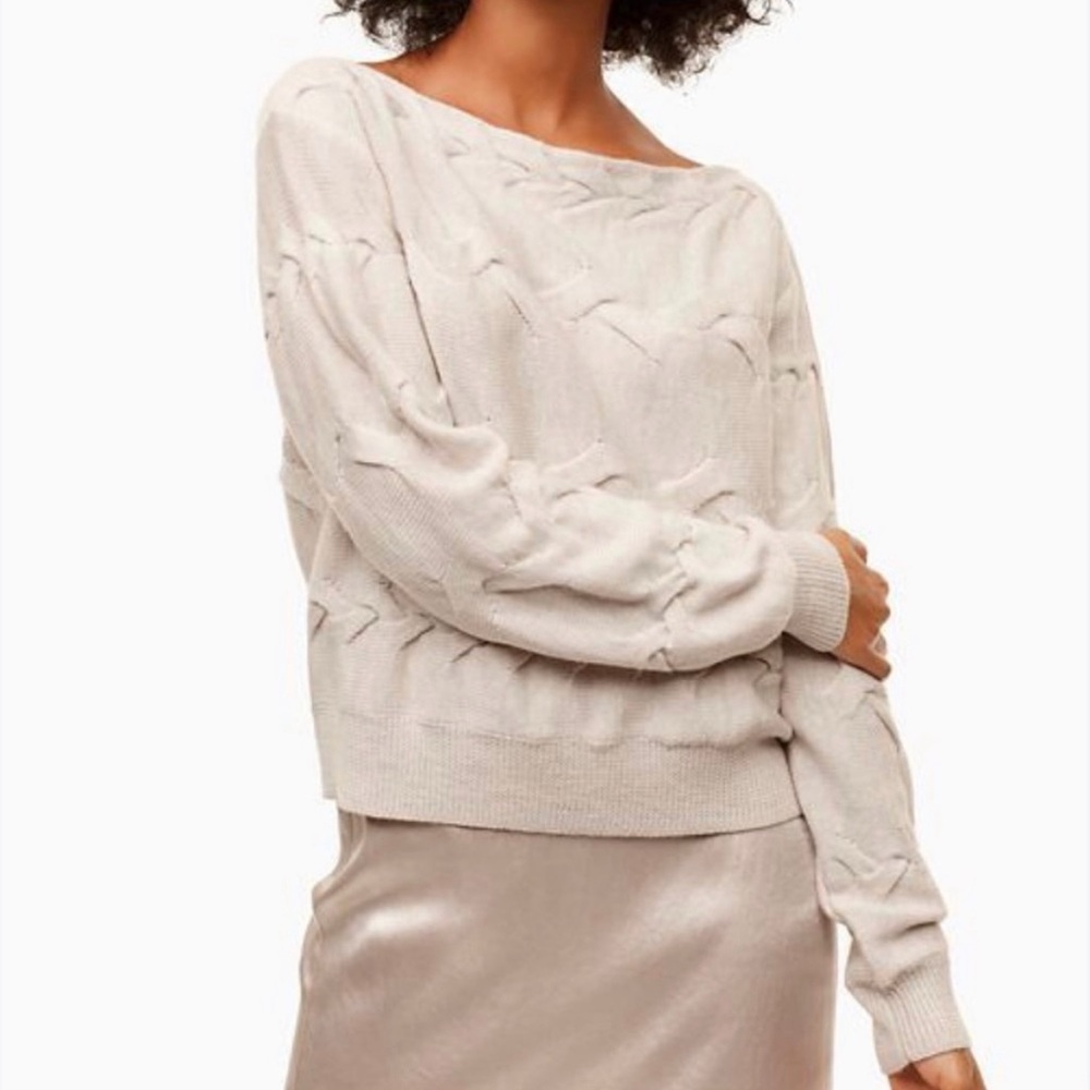 Babaton ecru merino wool boatneck sweater